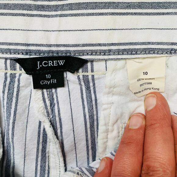 J. Crew Blue Stripe City Fit Shorts Size 10 - Picture 4 of 5